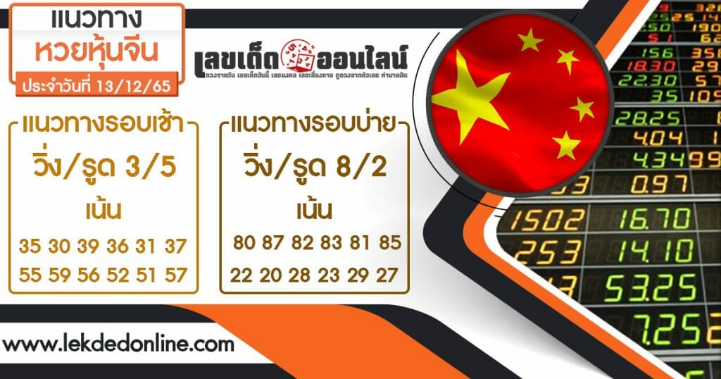 แนวทางหวยหุ้นจีน 13/12/65