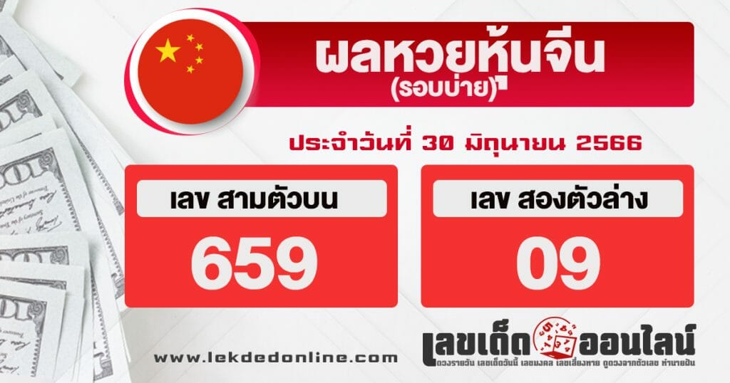 ผลหวยหุ้นจีนรอบบ่าย 30/6/66