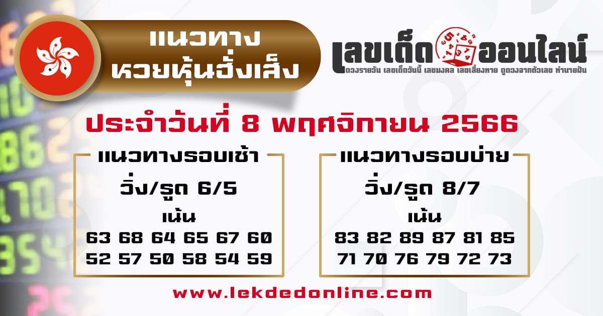 แนวทางหวยหุ้นฮั่งเส็ง 8/11/66-"Hang Seng Stock Lottery Guidelines 8/11/66"