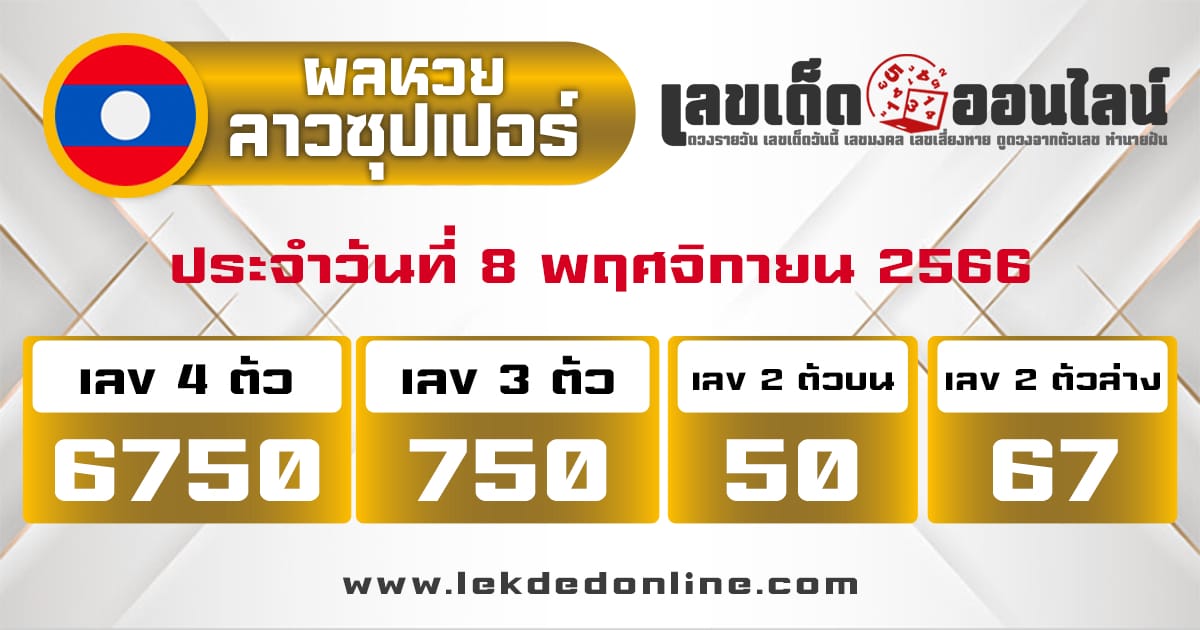ผลหวยลาวซุปเปอร์ 8/11/66-"Lao Super Lottery Results 81166"
