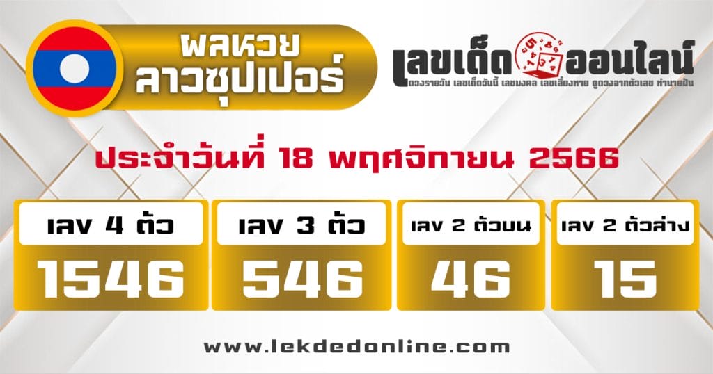 ผลหวยลาวซุปเปอร์ 18/11/66 - "Lao Super Lottery results 18-11-66"