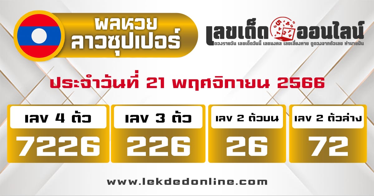 ผลหวยลาวซุปเปอร์ 21/11/66-"Lao Super Lottery results 211166"