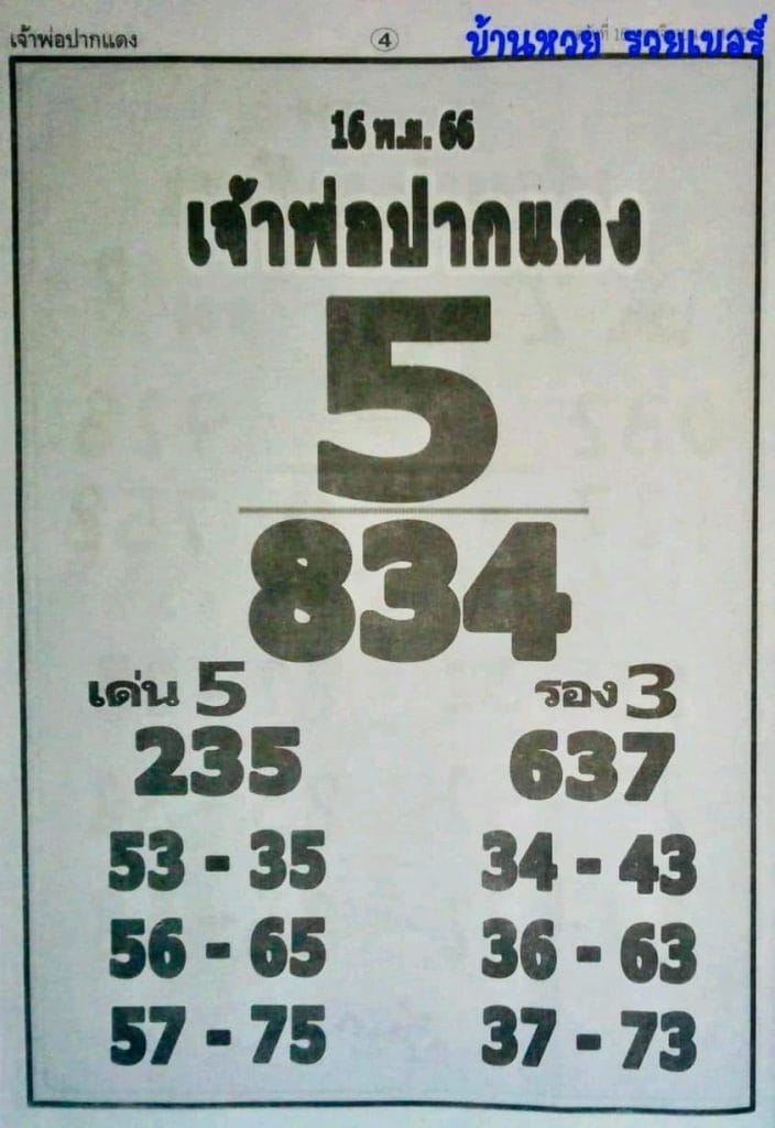 เจ้าพ่อปากแดง 16 11 66 - "Luang Phor Pak Daeng lottery"