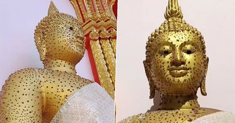 พระพุทธรูปมีตุ่มขึ้น - "The Buddha statue has a bump"
