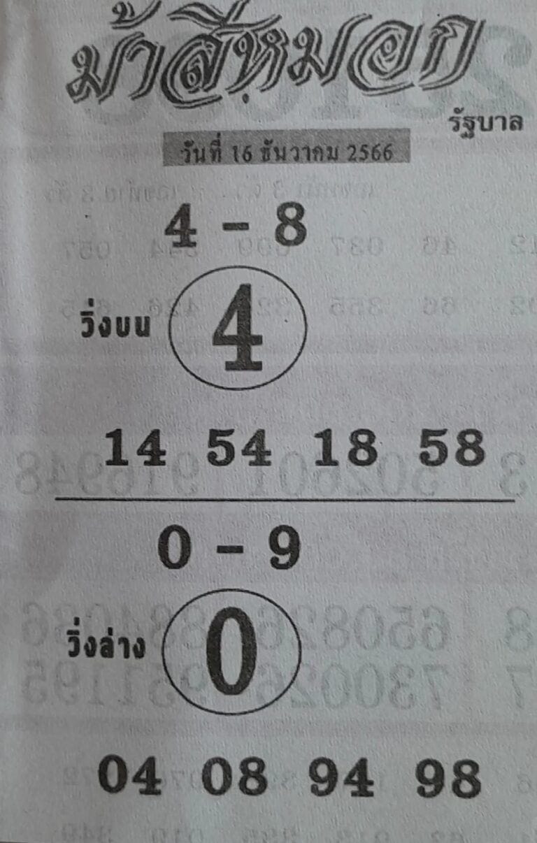 ม้าสีหมอก 16 12 66-"Popular lottery numbers"