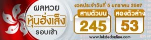 ผลหวยหุ้นฮั่งเส็งรอบเช้า 5/1/67-"Hang Seng Stock Lottery results, morning round"