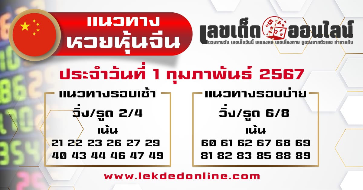 แนวทางหวยหุ้นจีน 1/2/67-"Chinese stock lottery lucky numbers"