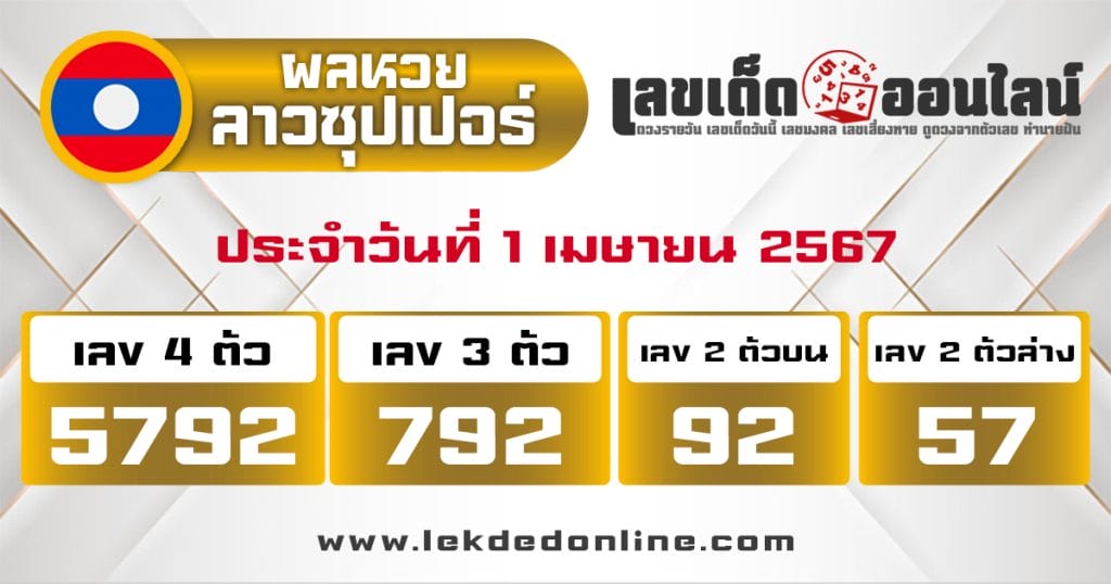 ผลหวยลาวซุปเปอร์ 1/4/67 - "Lao Super Lottery results 1467"