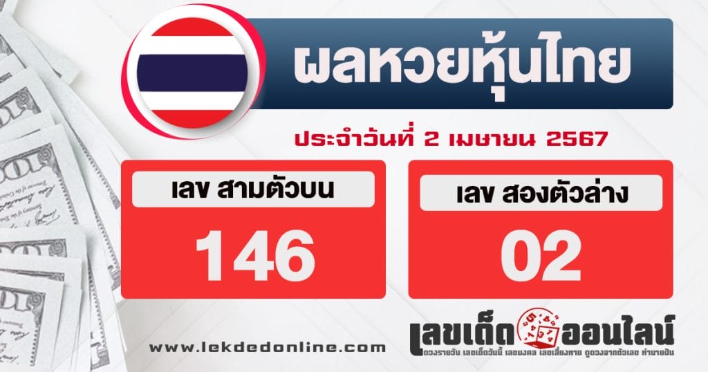 ผลหวยหุ้นไทย 2/4/67 - "Thai stock lottery results 2467"
