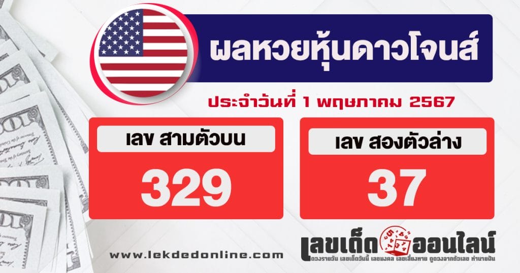 ผลหวยหุ้นดาวโจนส์ 1/5/67 - "Dow Jones stock lottery results 1567"