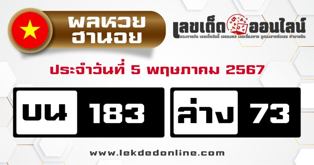 ผลหวยฮานอย 5/5/67 - "Hanoi lottery results 5567"