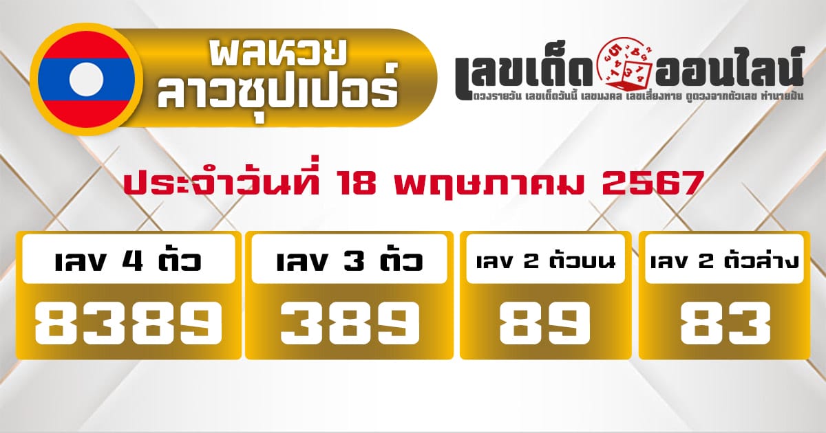 ผลหวยลาวซุปเปอร์ 18/5/67-''Lao Super Lottery results 18/5/67''