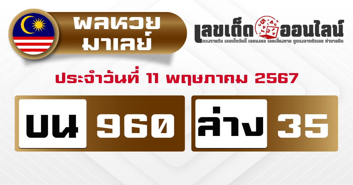 ผลหวยมาเลย์ 11/5/67-''Malaysian lottery results 11/5/67''