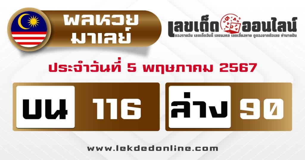 ผลหวยมาเลย์ 5/5/67 - "Malaysian lottery results 5567"