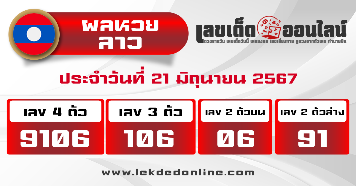 ผลหวยลาว 21/6/67 -" Lao Lottery results 21-6-67"