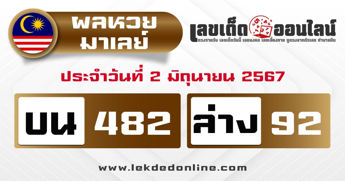 ผลหวยมาเลย์ 2/6/67-"Malaysian lottery results 2/6/67"