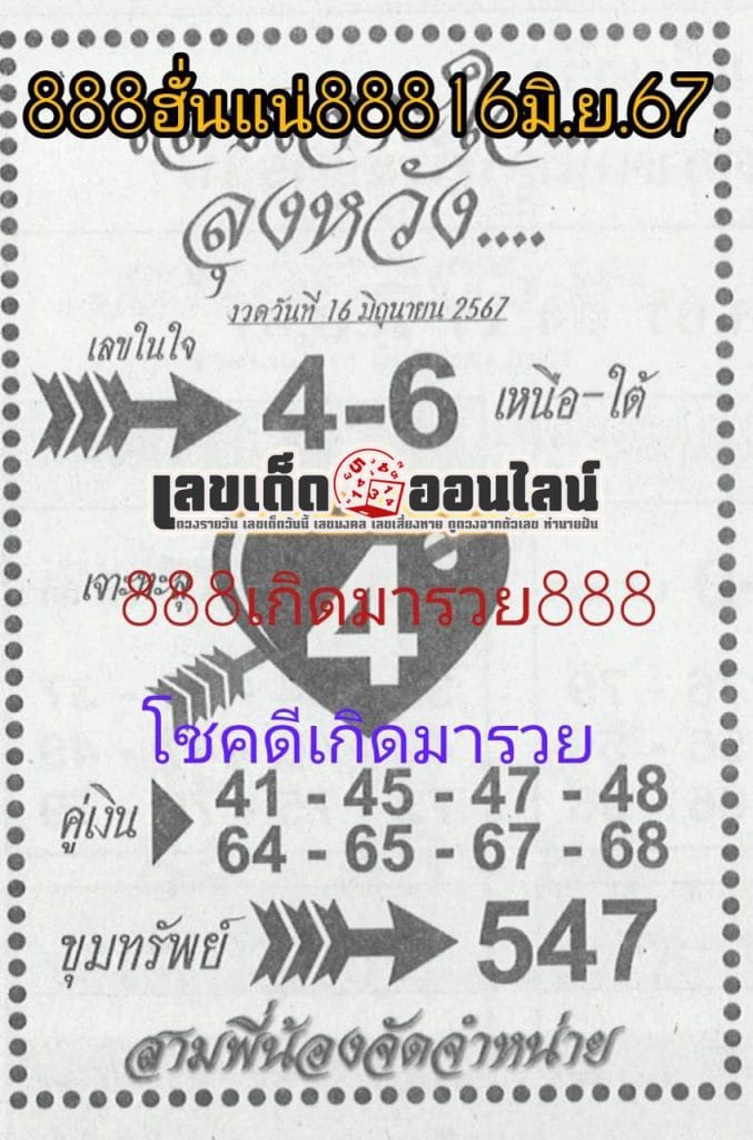 เลขเจาะใจลุงหวัง 16 6 67 - "Uncle Wang's heart-breaking number 16 6 67"