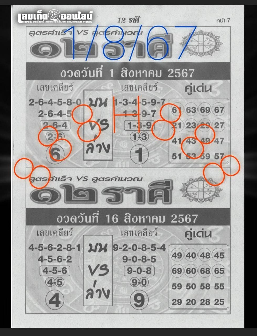 12 ราศี 1 8 67-''12 zodiac signs 1 8 67''