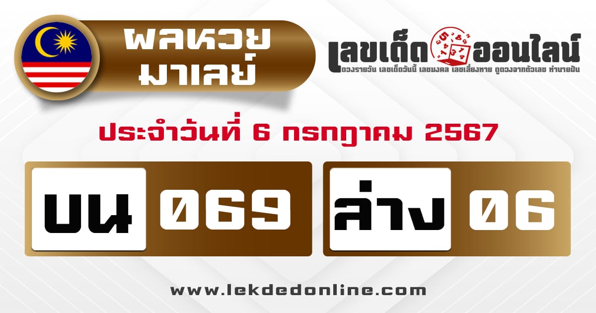 ผลหวยมาเลย์ 6/7/67-"Malaysian lottery results"