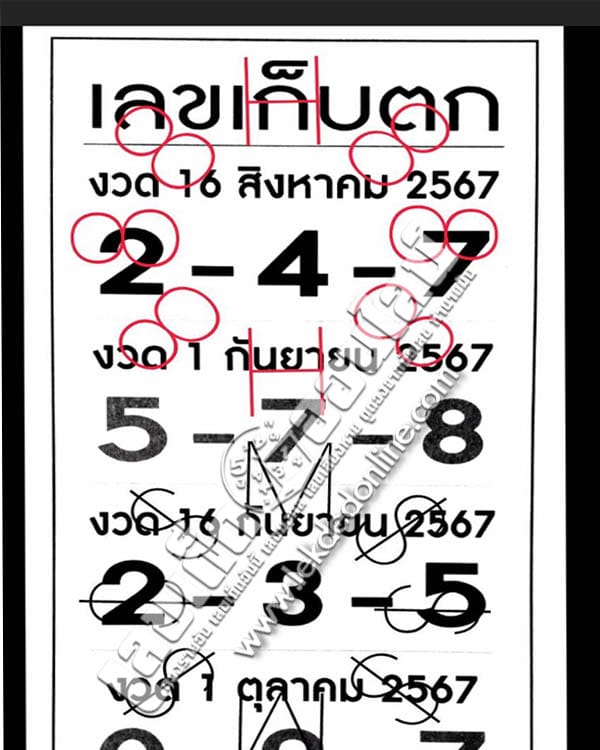 เลขเก็บตก 16 8 67 - " Lost numbers 16 8 67"