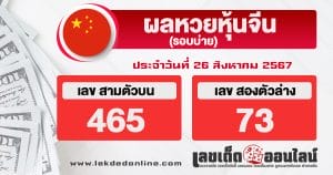 ผลหวยหุ้นจีนบ่าย 26/8/67-"Chinese stock lottery results afternoon 26/8/67"