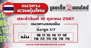 แนวทางหวยหุ้นไทย 16/10/67 -"Thai stock lottery guidelines 16/10/67"