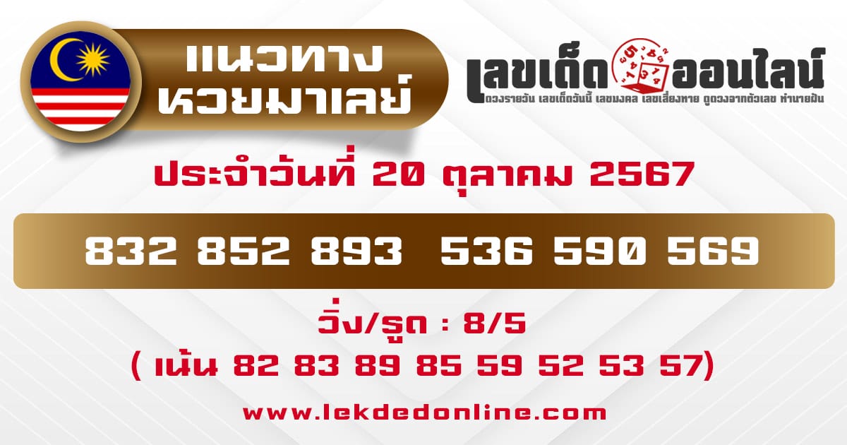 แนวทางหวยมาเลย์ 20/10/67-"Give away free Malaysian lottery guidelines today."