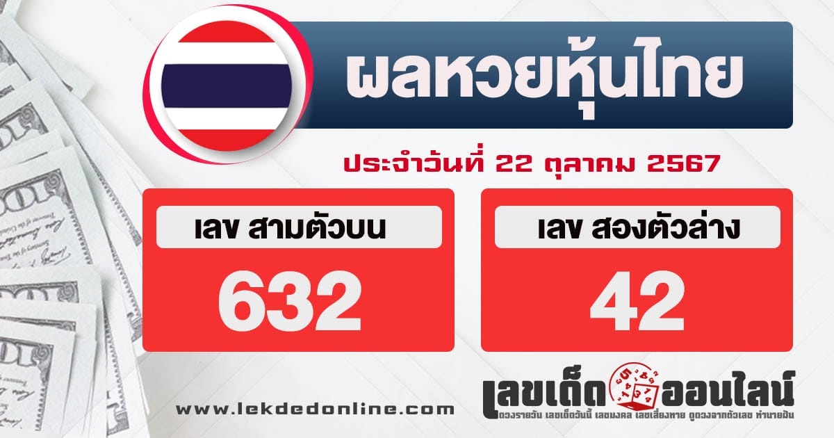 ผลหวยหุ้นไทย 22/10/67-"Thai-stock-lottery-results"