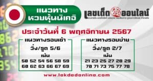 แนวทางหวยหุ้นนิเคอิ 6/11/67 -"Nikkei stock lottery guidelines 6/11/67"