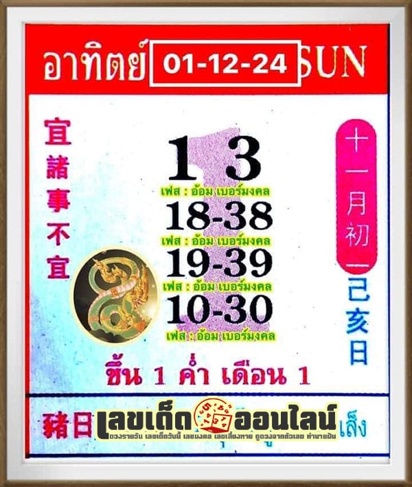 เลขปฏิทิน 1 12 67 -"Calendar number 1 12 67"