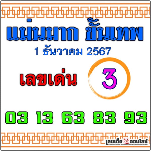 แม่นมากขั้นเทพ 1 12 67-"Very accurate, divine 1 12 67"