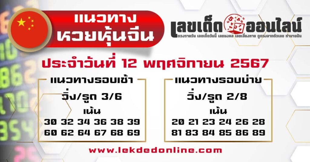 แนวทางหวยหุ้นจีน 12/11/67 - "Chinese stock lottery guide 12/11/67"