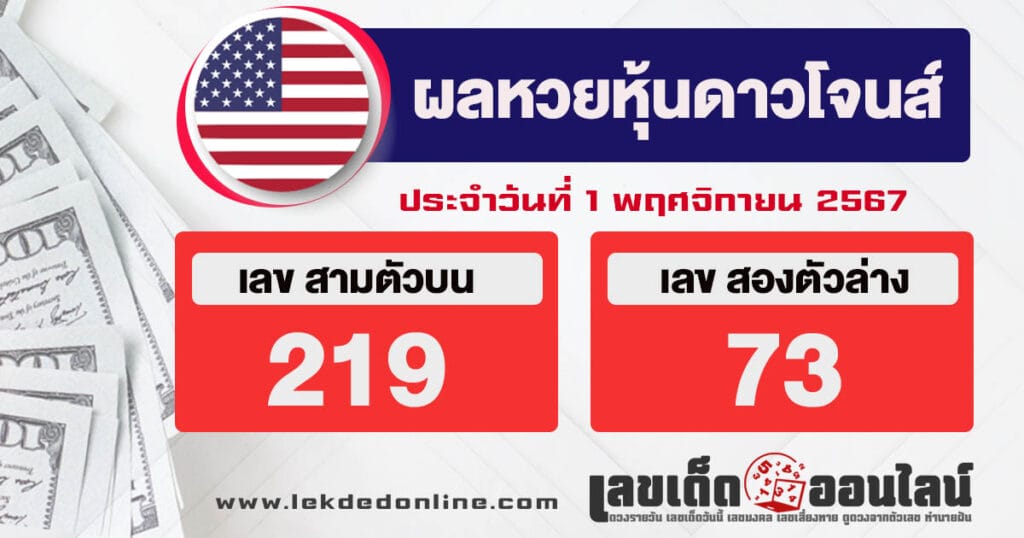 ผลหวยหุ้นดาวโจนส์ 1/11/67 - "Dow Jones stock lottery results 1.11.67"