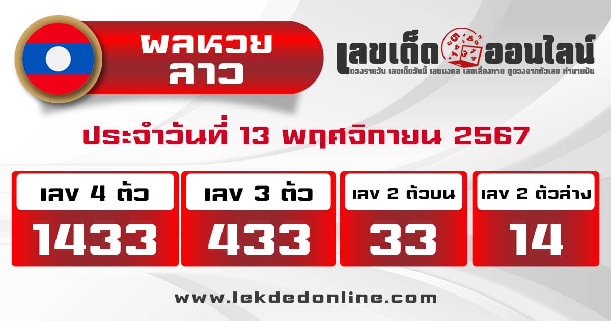 ผลหวยลาว 13/11/67-"Lao lottery results "