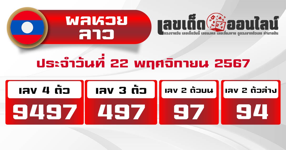 ผลหวยลาว 22/11/67-''Lao lottery results 22/11/67''