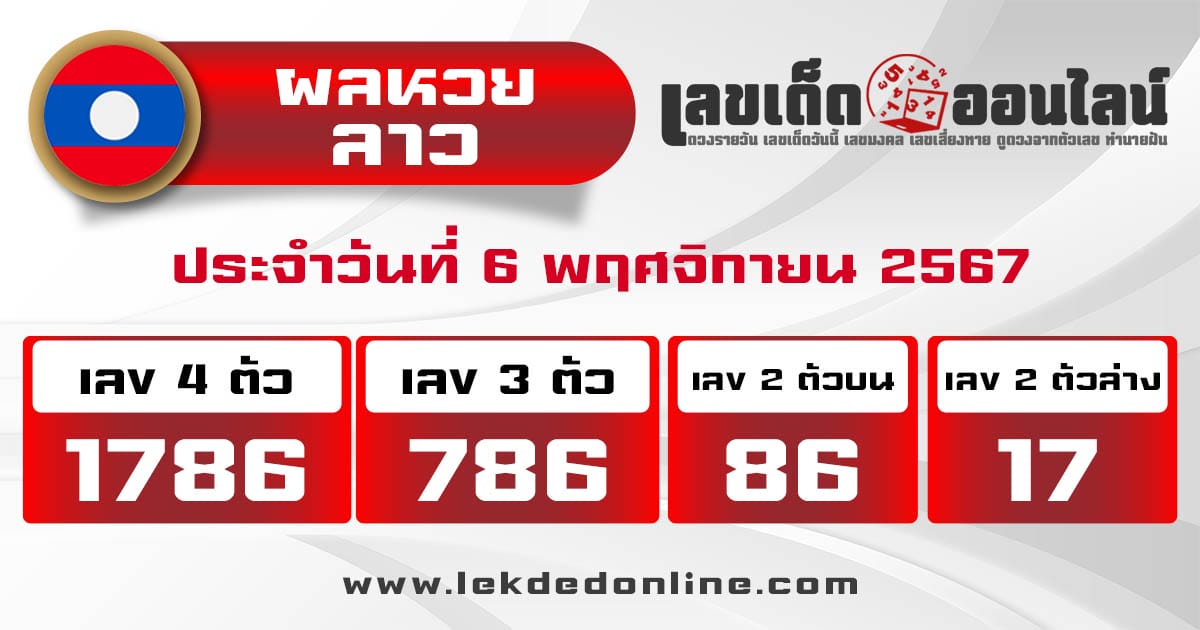 ผลหวยลาว 6/11/67 -"Lao lottery results 6/11/67"