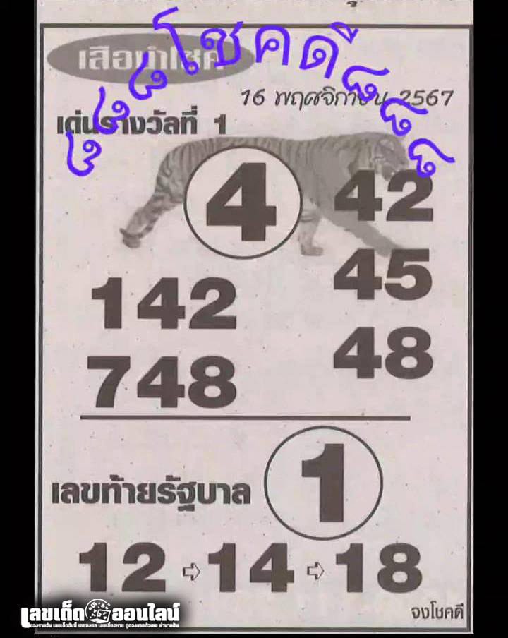 เสือนำโชค 16 11 67-''Lucky Tiger 16 11 67''