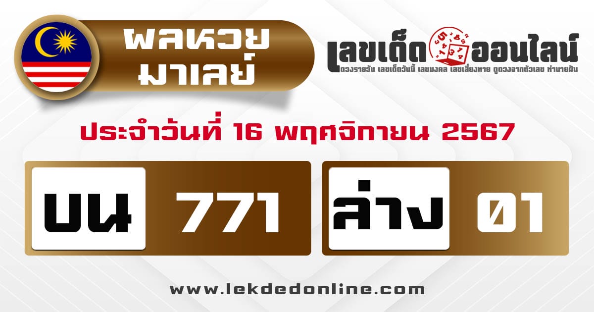 ผลหวยมาเลย์ 16/11/67-"Malaysian lottery results 16/11/67"