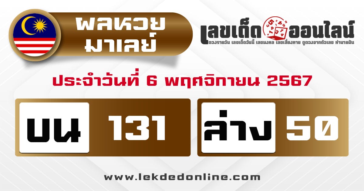 ผลหวยมาเลย์ 6/11/67 -"Malaysian lottery results 6/11/67"