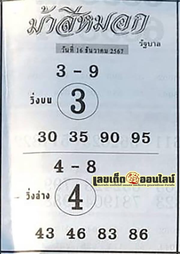 ม้าสีหมอก 16 12 67 -"Ma Si Mok 16 12 67"