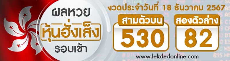 ผลหวยหุ้นฮั่งเส็งรอบเช้า 18/12/67-"Hong Kong Stock Exchange Lottery Results Morning Round"