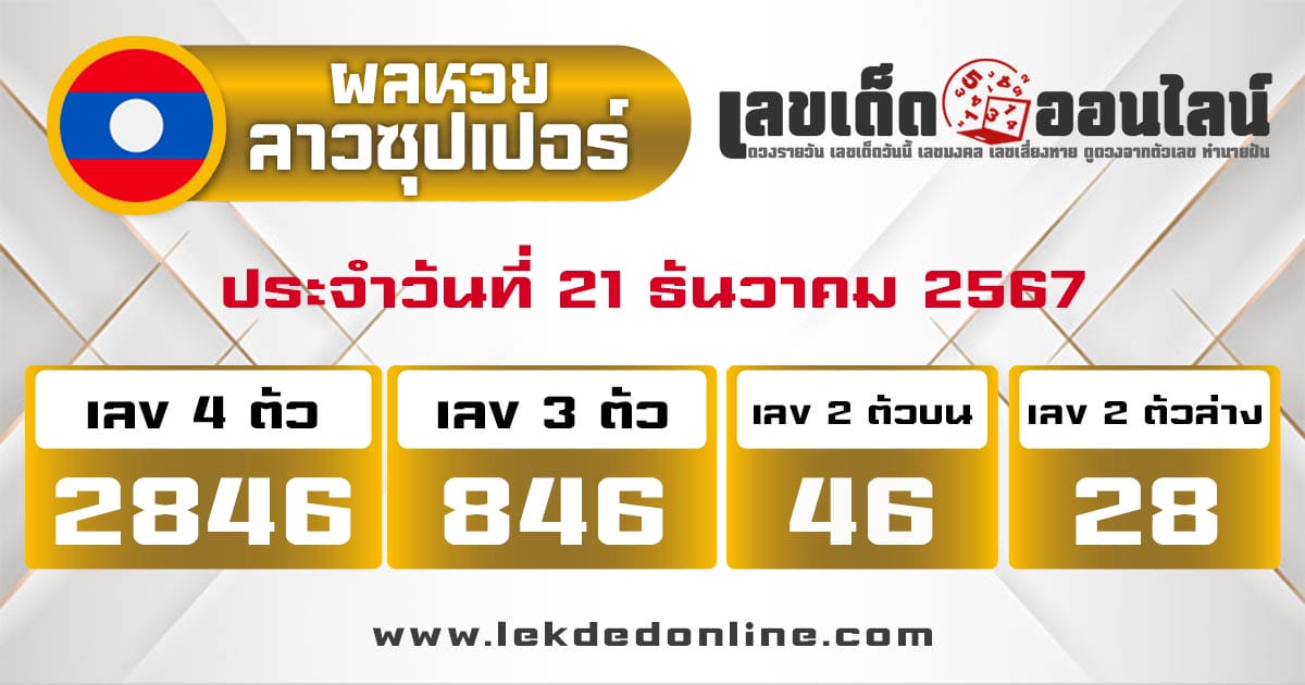 ผลหวยลาวซุปเปอร์ 21/12/67 -"Lao Super Lottery Results 21/12/67"