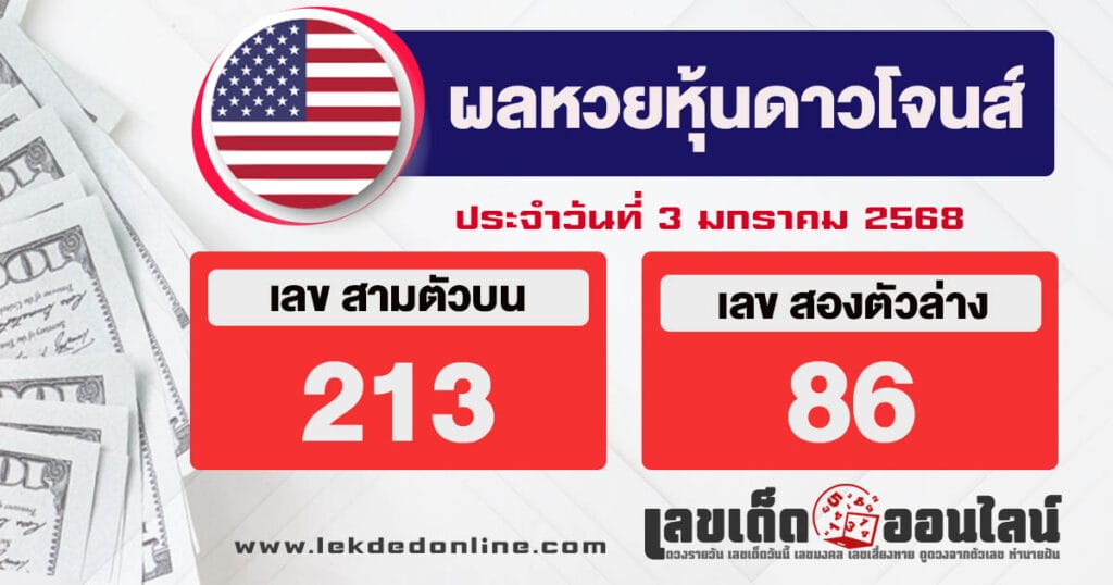 ผลหวยหุ้นดาวโจนส์ 3/01/68 - "Dow Jones stock lottery results 3.01.68"