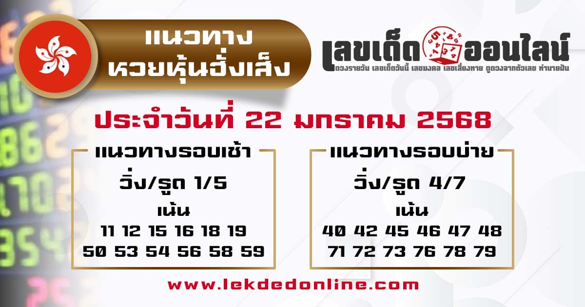 แนวทางหวยหุ้นฮั่งเส็ง 22/01/68-"Hang Seng Stock Lottery Guidelines 22-01-68."