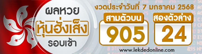 ผลหวยหุ้นฮั่งเส็งรอบเช้า 7/01/68-''Hang Seng stock lottery results, morning round 7/01/68''