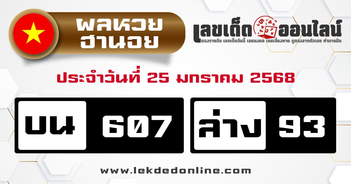 ผลหวยฮานอย 25/01/68 -"Hanoi lottery results"