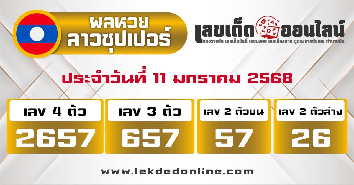 ผลหวยลาวซุปเปอร์ 11/01/68 -"Lao Super Lottery results 11-01-68"