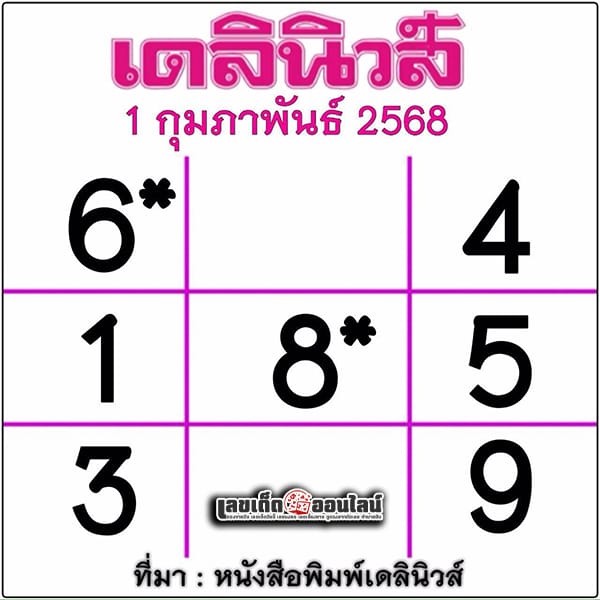 เลขเดลินิวส์ 1 02 68-"Daily News number 1 02 68"