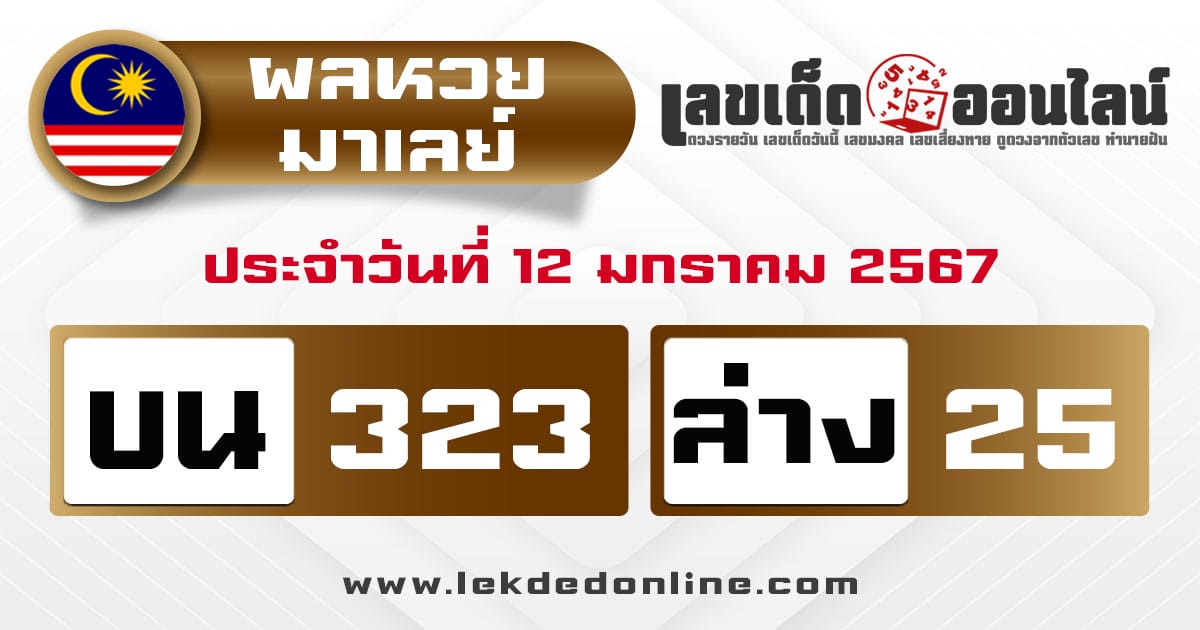 ผลหวยมาเลย์ 12/01/68-"Malaysian lottery results 12/01/68"