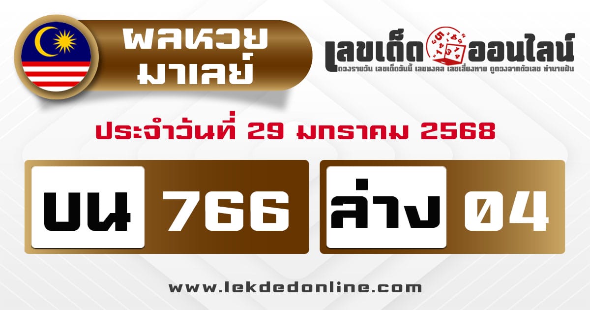 ผลหวยมาเลย์ 29/01/68-"Malaysian lottery results 29/01/68"